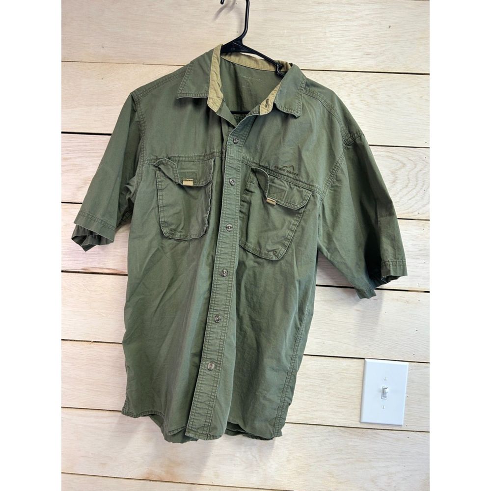 Eddie Bauer Shirt Men's Medium Green Fishing Outdoor Hiking